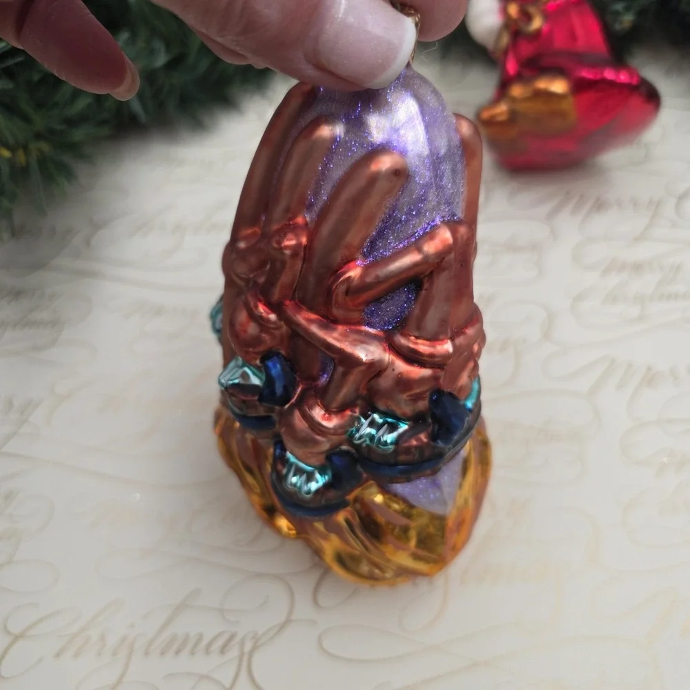 1999 Christopher Radko Disney Fantasia Sorcerer Mickey Brooms Glass Ornaments